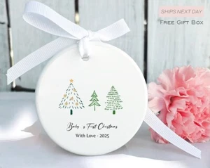 Primer adorno de Navidad para bebé - Recuerdo de cerámica personalizado con caja de regalo - Imagen 1 de 3
