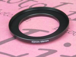 43mm to 58mm Stepping Step Up Filter Ring Adapter 43mm-58mm 