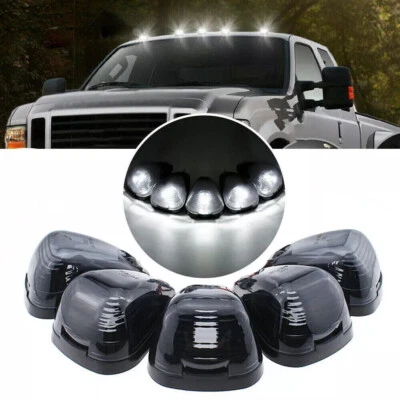 Luces marcadoras de techo de cabina LED blancas con lente ahumada para 99-16 F250 F350 F450 Super Duty Foto 1 de 4