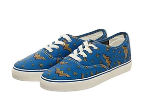 Wonder Woman Royal Blue/Gold DC Comics Unisex Adults Lo Pro Shoes NWT - Picture 1 of 3