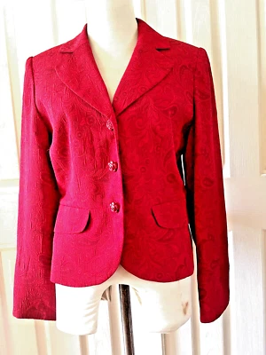 GIORGIO SANT' ANGELO Women's Blazer Jacket 3 Button Red Floral Size 8 - Image 1 of 4