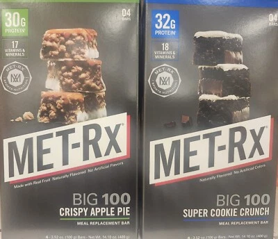 MET-Rx Big 100 Barras Proteínas Colosales Paquete Variedad, Super Cookie Crunch and Crisp Foto 1 de 4