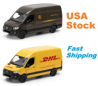 JUEGO DE 2 PIEZAS, Mercedes-Benz Sprinter UPS/DHL Delivery Van Kinsmart Diecast 5"" 1:48 Foto 1 de 4