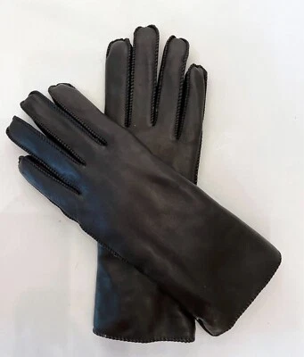 Guantes informales de invierno vintage Grandoe para mujer medianos de cuero negro forrados de vellón  Foto 1 de 4
