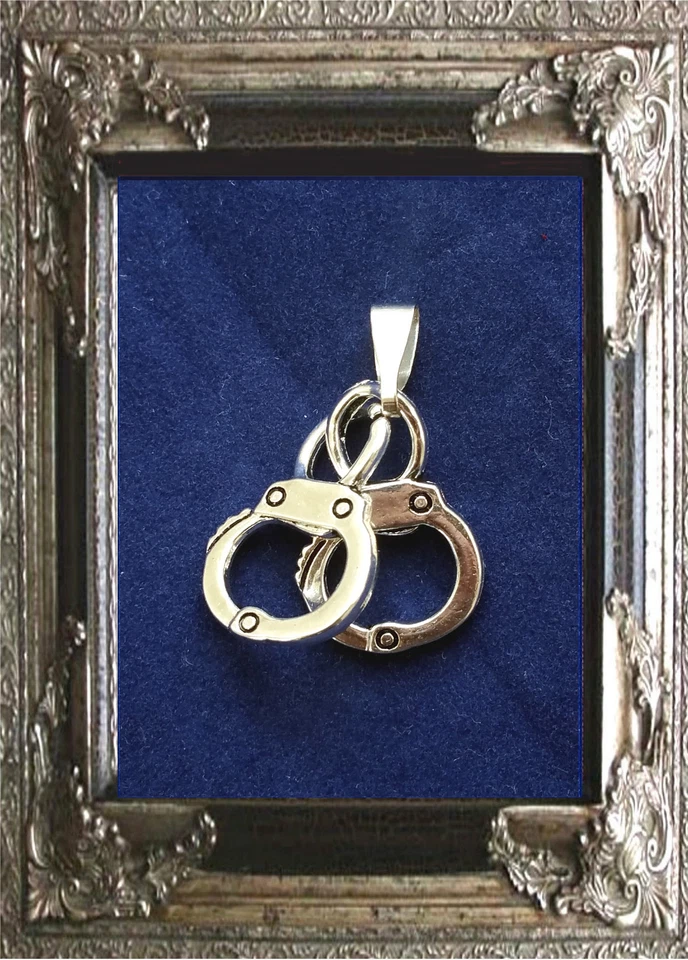 KETTENANHÄNGER ANHÄNGER HANDSCHELLEN FESSELN HOCHZEIT silber für KETTE - Bild 1 von 3