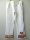 DIANE GILMAN WHITE FLORAL EMBELLISHED BOOTCUT JEANS SIZE 14 - NWT