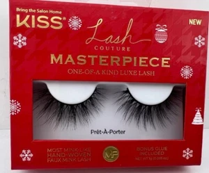 KISS Faux Mink Lash Couture Masterpiece PRET-A-PORTER False Lashes w/GLUE 1 PAIR - Picture 1 of 2