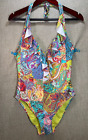 Bleu by Rod Beattie Womens One-Piece Ruffle Tropical Paisley Swimsuit Size 6