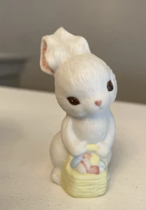 Vintage 1982 Hallmark Porcelain Easter Bunny Holding Basket Of Eggs 2.5” - Picture 1 of 7