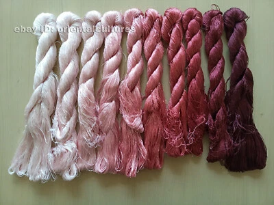 10bundles 100%real natural mulberry silk,hand-dyed embroidery silk floss/thread - Image 1 of 4