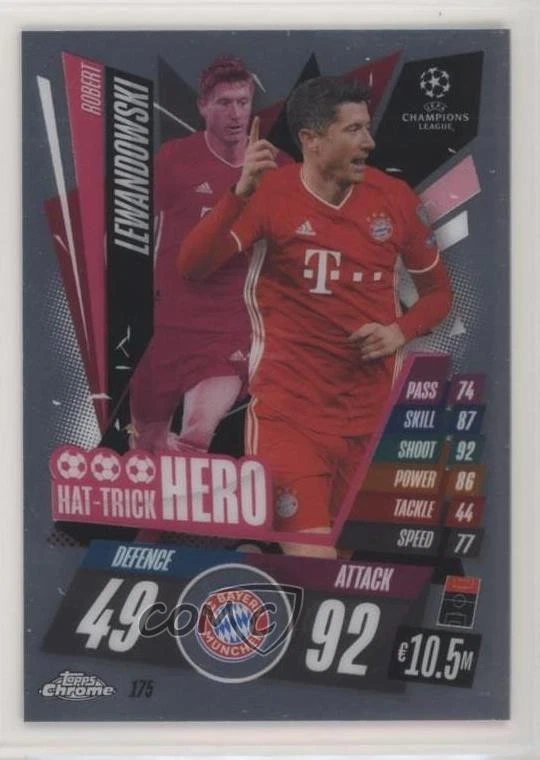 2020-21 Topps Chrome Match Attax UCL Hat-Trick Hero Robert Lewandowski #175 - Image 1 of 2