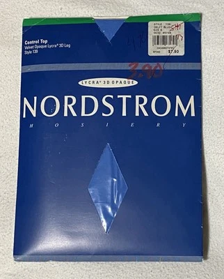 Vintage 80's Nordstrom Lycra Opaque Control Top Pantyhose DELFT BLUE Size B - Image 1 of 4