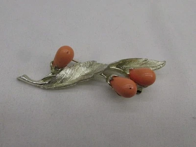 Broche Sarah Coventry en forma de flor naranja tono dorado 1 x 3,5" #65H Foto 1 de 4