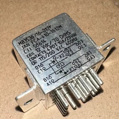 Relé MSD M83536/16-012M, 12 voltios/70 amperios, 4pdt 10a/28vdc o 115/200 Vac 400hz Foto 1 de 2