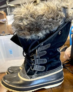 Sorel Joan Of Arctic Tall Snow Winter Boots Women’s Size 11 Black Faux Fur - Picture 1 of 6