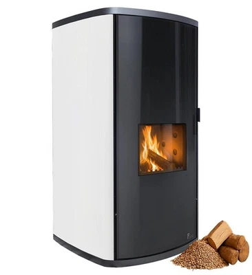 FUEGO Kombi Kaminofen Modular Hybrid Holz Pellet wasserführend Weiß 20-34 kW - Bild 1 von 4