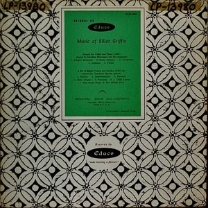 THE MUSIC OF ELLIOT GRIFFES: Sonata for Violin & Piano (Griffes Piano)+NM1960LP - Imagen 1 de 1