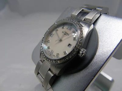 LADIES ROTARY HAVANA GEMMED WATCH - VERY GOOD COND. - FWO - BOXED - PLEASE READ - image 1 of 4
