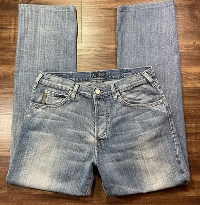 Jeans Armani Vintage Para Hombre 34x30 (32x30) Denim Botón Mosca Bigotes Hecho en Italia Foto 1 de 4