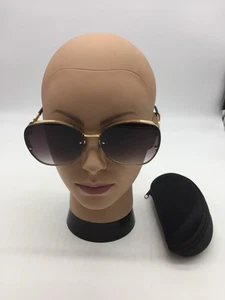 Gucci modische Sonnenbrille Damen goldfarbenes Gestell 64-17-145 schwarze Gläser - Bild 1 von 9