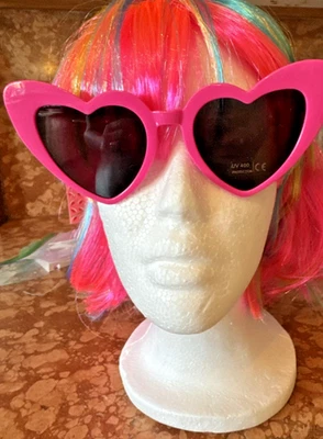 PINK Retro Heart Shaped Sunglasses FAVORITE LOOK - Image 1 of 4