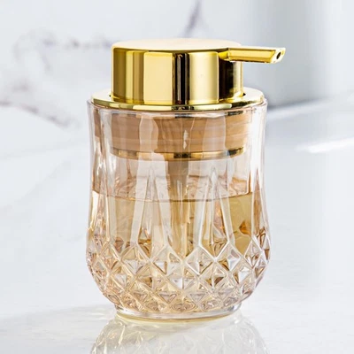 Dispensador de jabón de vidrio, líquido líquido de manos de baño Glod, tipo dorado/1 paquete  Foto 1 de 4