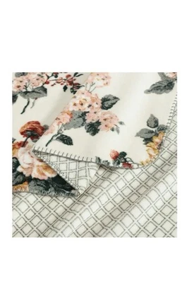 Laura Ashley ~ Manta de franela de coco reversible floral tostado rosa 50 X 70 Foto 1 de 4