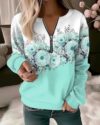 Sudadera con capucha lisa con cremallera para damas Chaqueta polar Talla grande S–5XL Foto 1 de 4