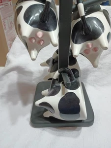 Vintage Set Of 4 Udderly Cow Mugs And Cup Tree. 4" Tall. - Picture 1 of 6