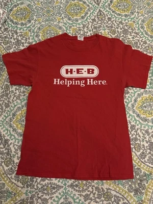 Camiseta roja uniforme de empleado de tienda de comestibles HEB Texas, talla mediana Foto 1 de 2