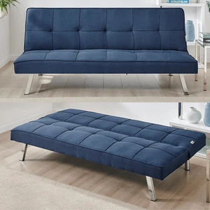 Navy Blue Sofa Bed 3 Seater Click Clack - Britney - Picture 1 of 10