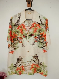 1940S-1950S Hookano 100% Silk Nice Japanese Motif Size Medium. - Picture 1 of 16