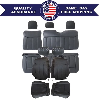 For 2009-2014 Ford F-150 Lariat Front & Second Row Replacement SEAT COVER Black — 第 1/4 张图片