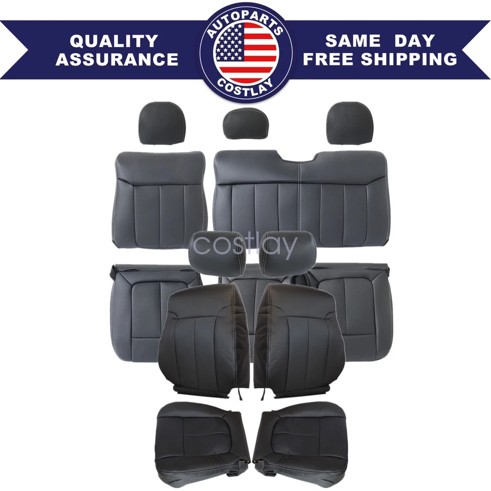 For 2009-2014 Ford F-150 Lariat Front & Second Row Replacement SEAT COVER Black - Image 1 of 4