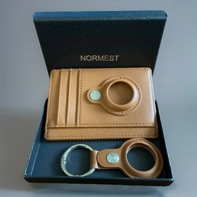 Carteira compacta Norrest Apple AirTag sela marrom com chaveiro AirTag  - Imagem 1 de 2