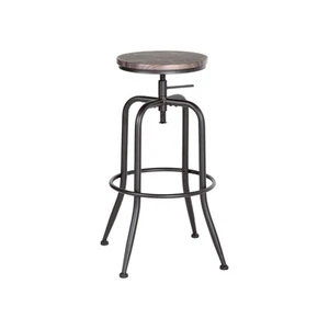 Set of Two Brown And Black Solid Wood And Steel Swivel Backless Counter Heigh... - Picture 1 of 9