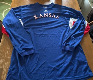 Vintage Kansas Jayhawks Herren Gr. 46 XL Basketball Adidas L/S Warm Up Made In USA - Bild 1 von 5