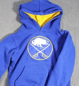 Sabres Kinder Jugend Hoodie.  Innen blau mit gelber Haube.   NHL Tag - Bild 1 von 6