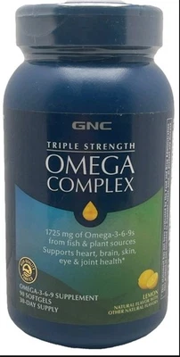 GNC Triple Strength Omega Complex 90 Count Omega 3 6 9 Heart Health Exp:  12/26 - Image 1 of 2