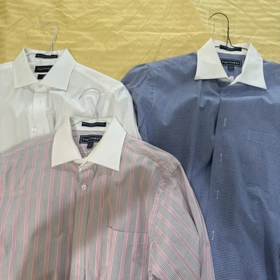 PAUL FREDRICK (3) Camisa de Vestir Calce Ajustado Algodón Puño Francés 15 X 31 Usada Excelente Foto 1 de 4