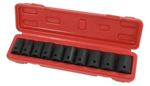 1/2" Impact Socket Set 10pc, Dr 6 Point, Chrome Vanadium With Case - Picture 1 of 2
