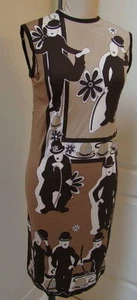 Vintage 1960s CASSANDRA Charlie Chaplin Sleeveless Mod Print Sheath Dress Size 6 - Picture 1 of 9