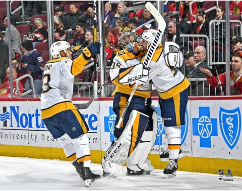 Pekka Rinne Nashville Predators Unsigned First NHL Goal Celebrate Photo Cover
