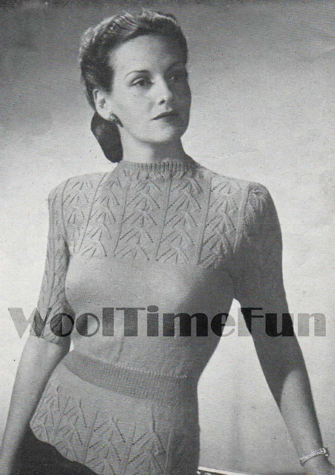 Vintage Knitting Pattern Lady's 1940s Cable Design Jumper. 34-36 Inch Bust. - Image 1 of 1