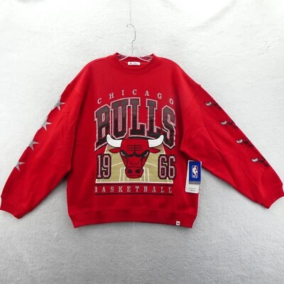 Chicago Bulls Sweatshirt Womens Small Relaxed Medium '47 Brand Red Crewneck NBA - Image 1 of 4