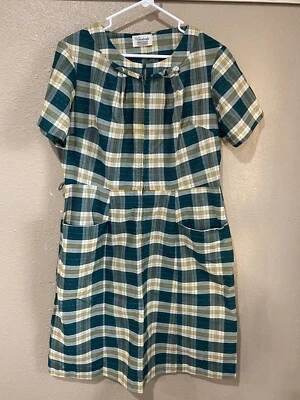 Vestido De Colección Glennbrooke Penn-prest Verde a Cuadros Bolsillos Detalle de Lazo Talla Mediana 20.5 Foto 1 de 4