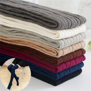 Cotton Thick Knitted Socks Womens Winter Long Over The Knee Girls Thigh High - Picture 1 of 22