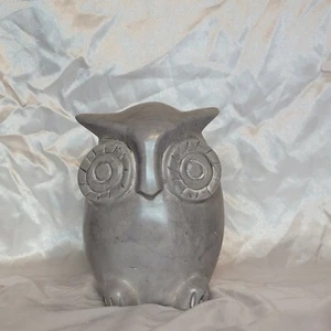 Indoor Outdoor Heavy 6"Gray Stone Owl Statue Made in Kenya  - Picture 1 of 8