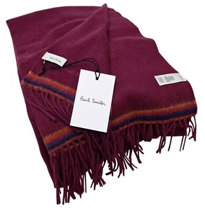 PAUL SMITH Hombres Artist Ends 28 Borgoña Rayas Borlas Bufanda Talla Única Precio de venta sugerido por el fabricante 85 GBP - Imagen 1 de 6