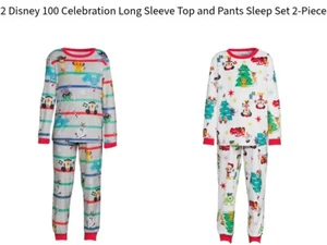 2 Disney 100 Celebration Sleep Set 2 Pc Each Pajamas Christmas Holiday Size 6/7 - Picture 1 of 8